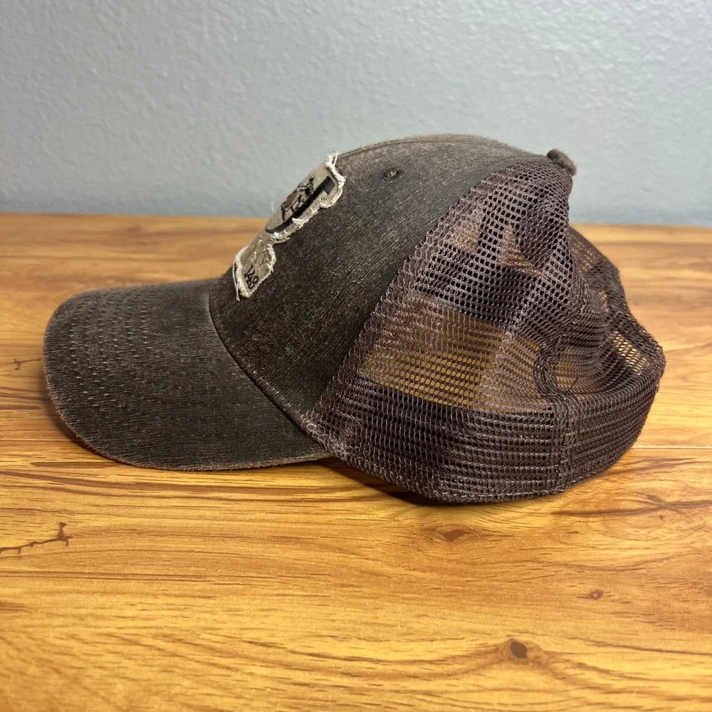 AHEAD Kentucky Derby 143 Cap Hat Distressed Mesh Brown Trucker Snapback